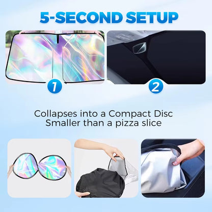 Car Sunshade for Windshield Foldable Laser Sunshade Summer Sun Protection Heat Insulation UV Ray Front Windshield Sunshade Panel