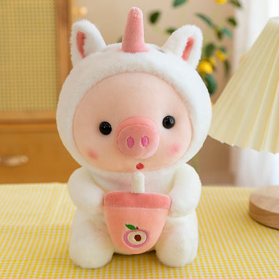 Milk bottle pig plush toy