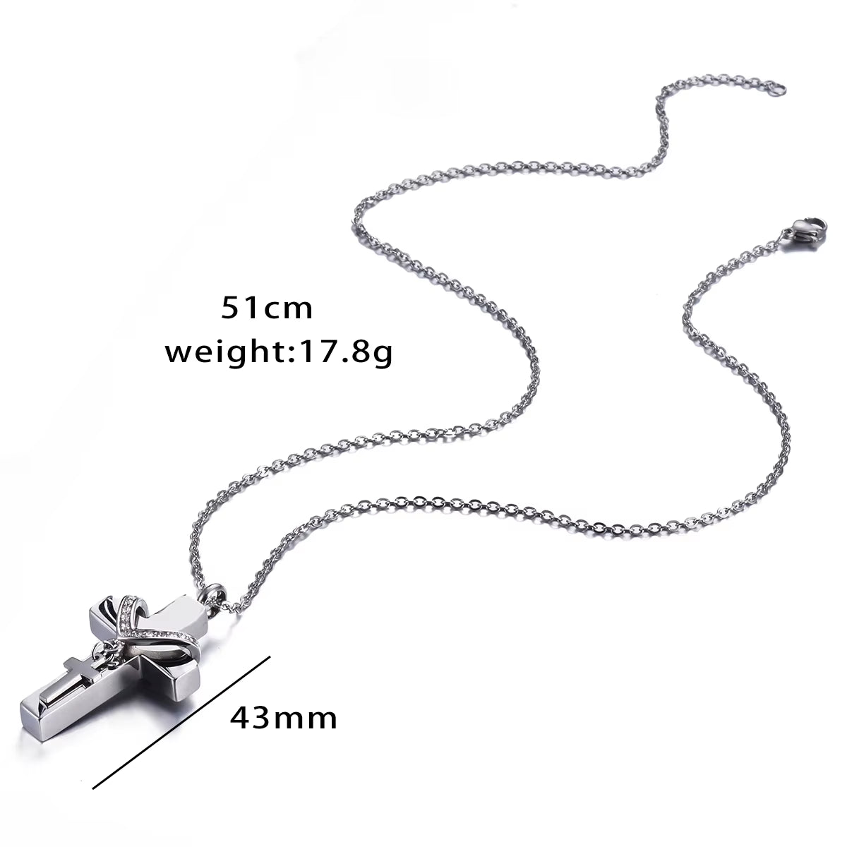 Unisex Stainless Steel Cremation Double Cross Pendant Necklace for Ashes Memorial Keepsake Jewelry Gift Dropshipping