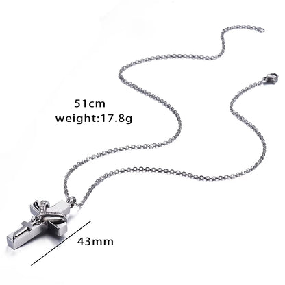 Unisex Stainless Steel Cremation Double Cross Pendant Necklace for Ashes Memorial Keepsake Jewelry Gift Dropshipping