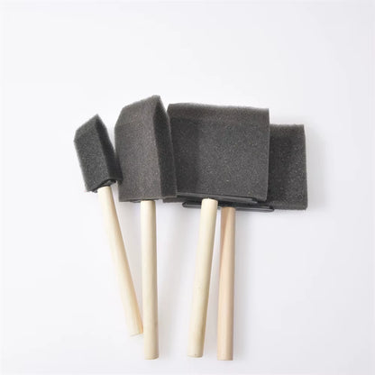 4Pcs/Pack Wooden Handle Foam Paint Brush Sponge Craft Art Craft Paint Brush Set Child Painting Sponge Foam Brushes