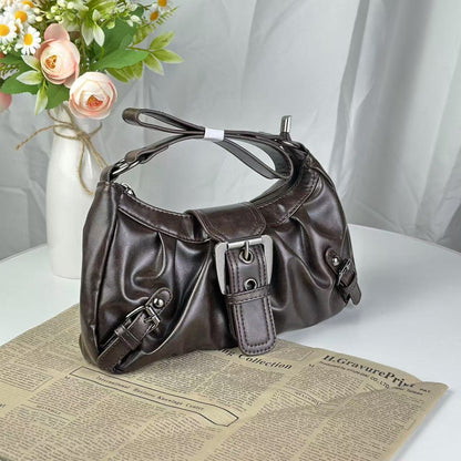 Retro Two-Tone Leather Shoulder Bag