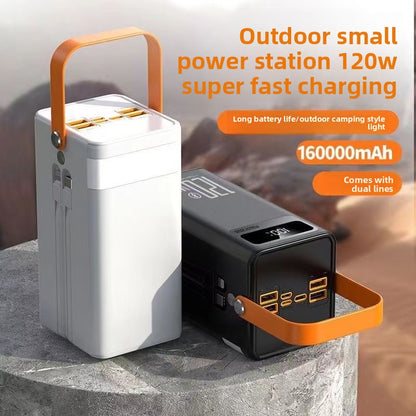 120W Fast Charging 160000mAh Power Bank with Built-in Cable