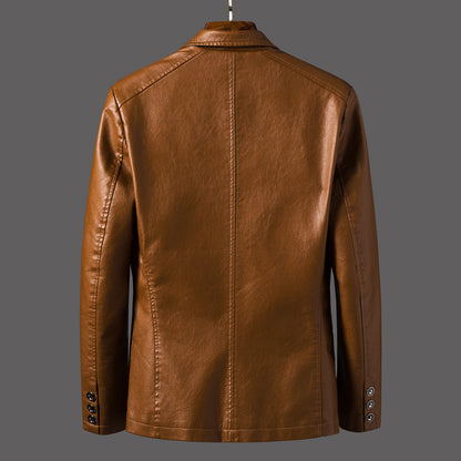 Men's PU Leather Jacket Business Casual Coat