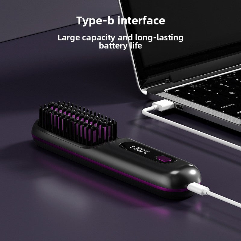 LCD Display USB Rechargeable Ceramic Hair Straightener Comb