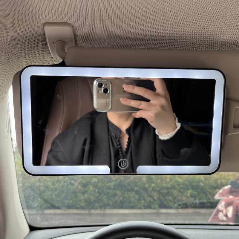 LED Car Visor Makeup Mirror with Touch Light
