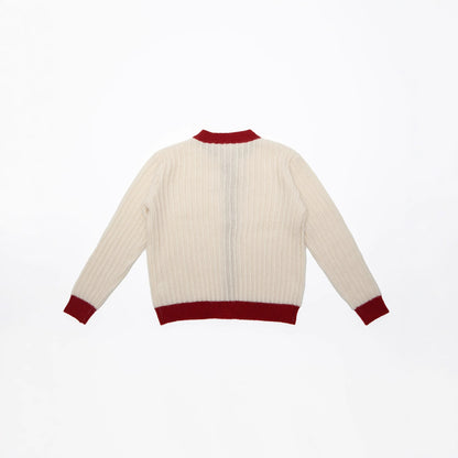 Color Block Mohair Knit Cardigan