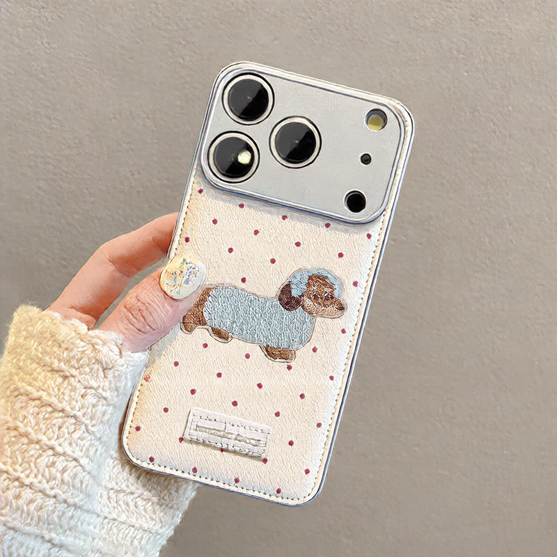 Polka dot sweater puppy phone case