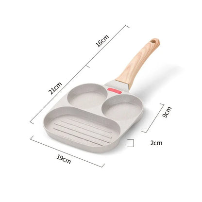 Breakfast Frying Pan Multi-Section Fried Egg Burger Pot Wheat Rice Stone Steak Pot Nonstick Three-In-One Cookware Omelet Pan