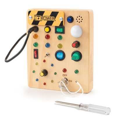 Wooden LED Busy Board Educational Toy for Kids