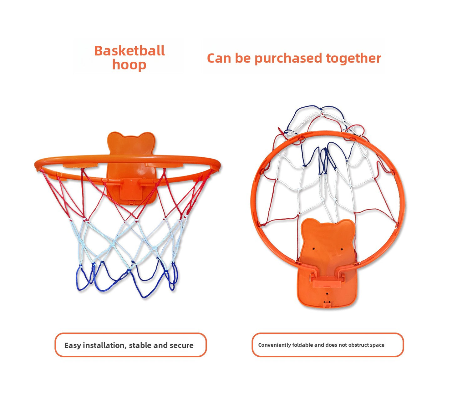 Foldable No-Drill Basketball Hoop for Home Use