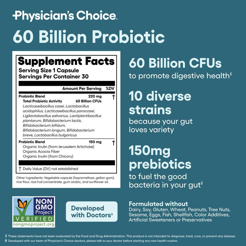Physician'S Choice Hack Your Tummy Bundle: Bloating, Digestion & Immune Support for Men & Women with Digestive Enzymes & 60 Billion Probiotic
