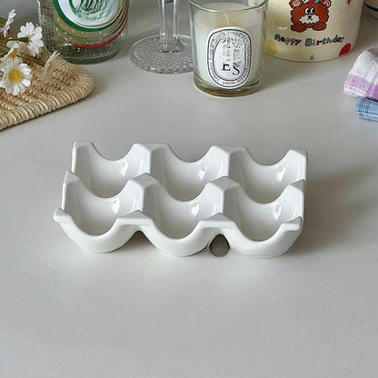 Korean-style ceramic egg tray plate