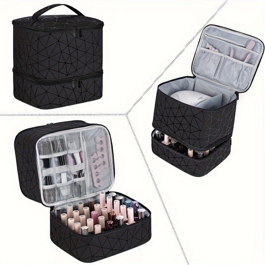 Double Layer Portable Cosmetic Toiletry Storage Bag