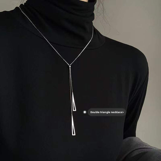 Adjustable Double Triangle Pendant Necklace