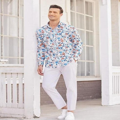 Lightweight casual men's cotton and linen trousers