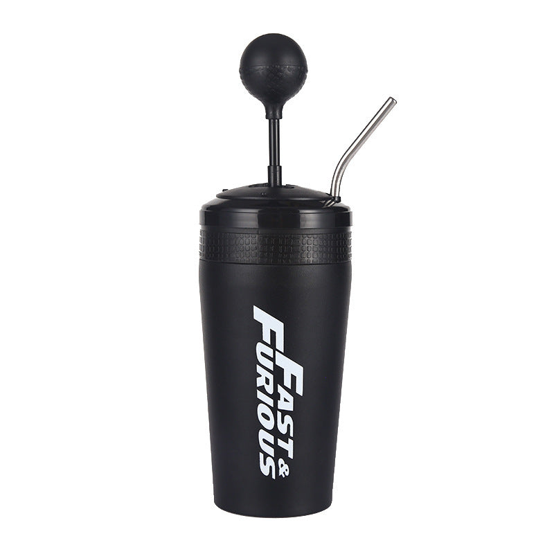 New Vacuum 304 Stainless Steel Car Fun Gear Cup Straw Coffee Cup Kidsren's Passion Straw Fun Cup