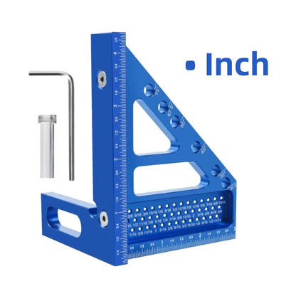 3D Multi-Angle Metric/Inch Measuring Ruler, 45/90 Degree Aluminum Alloy Square Protractor, High Precision Layout Measuring Tool