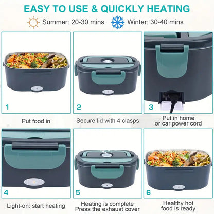 Portable Electric Heating Lunch Box with 304 Stainless Steel Inner Tank