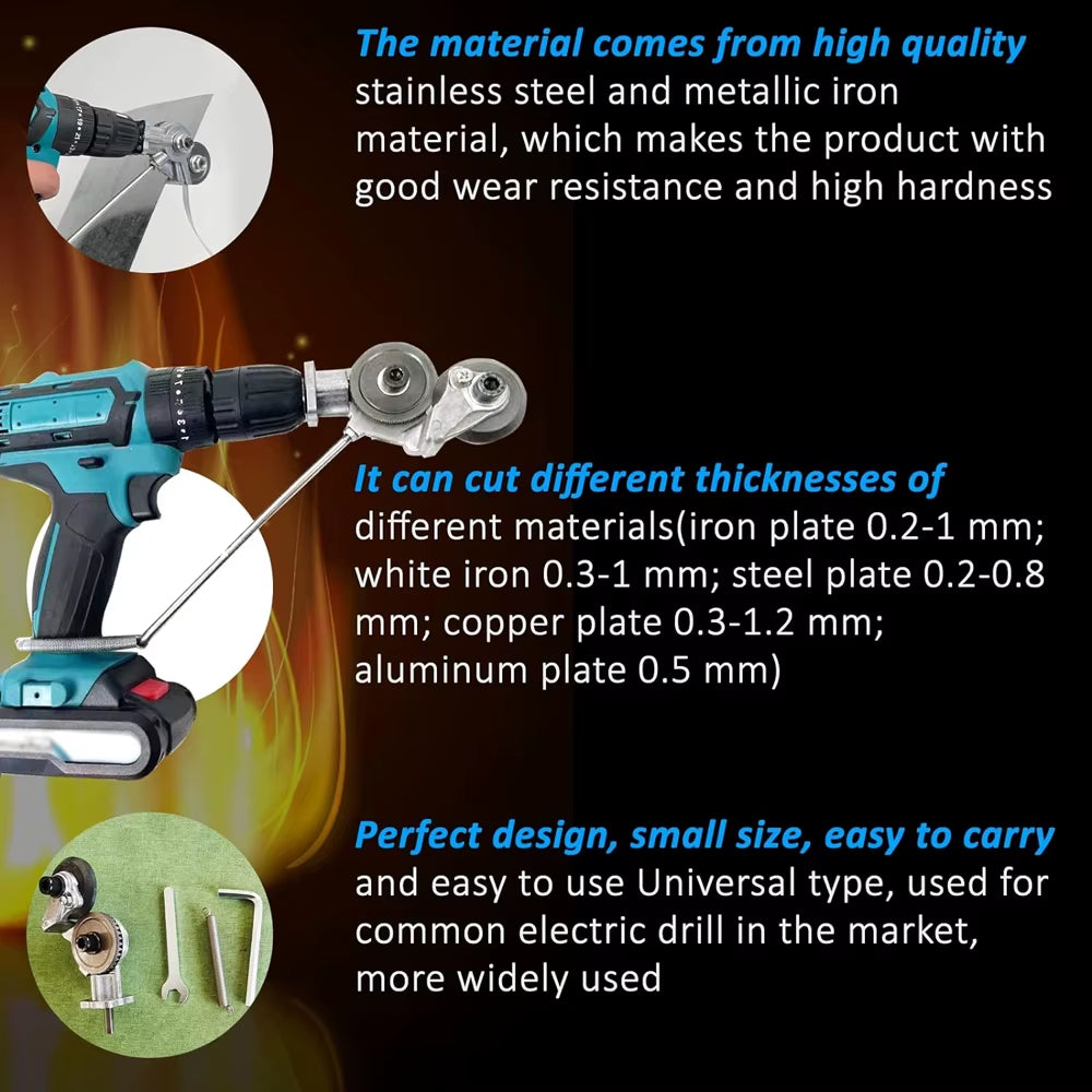 Electric Drill Plate Cutter Attachment Metal Double Headed Sheet Cutting Tool Cut Plate Punch Shears Drill for Copper Cutter