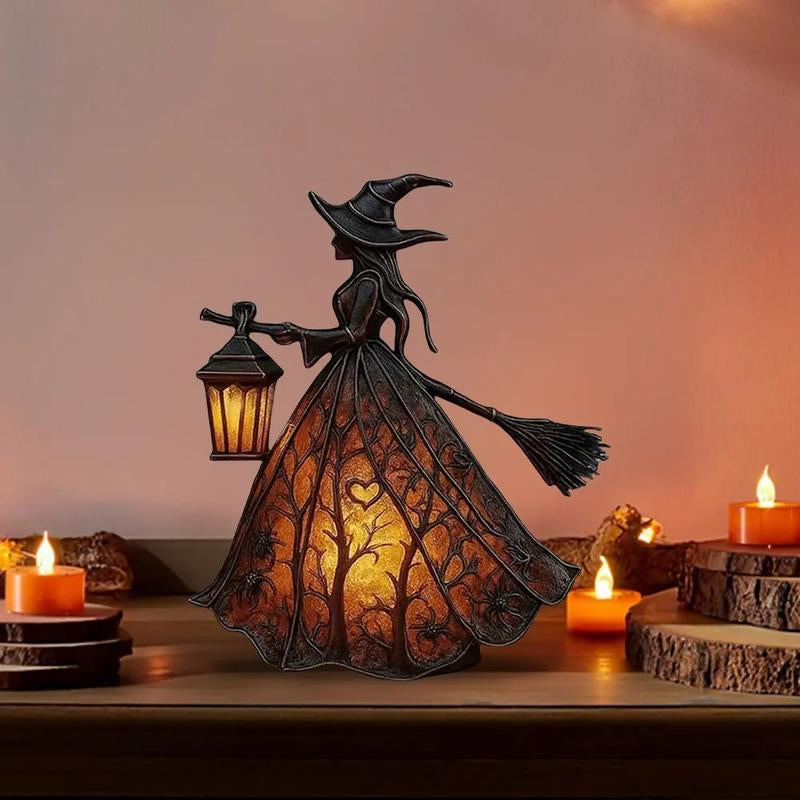 Halloween Witch Lamp, Spooky Standing Night Light, Unique Witch Statue Table Lamp for Bedroom Decoration, Perfect for Halloween Festivities