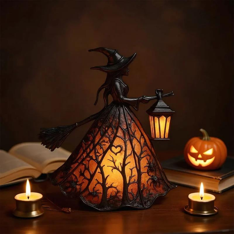 Halloween Witch Lamp, Spooky Standing Night Light, Unique Witch Statue Table Lamp for Bedroom Decoration, Perfect for Halloween Festivities