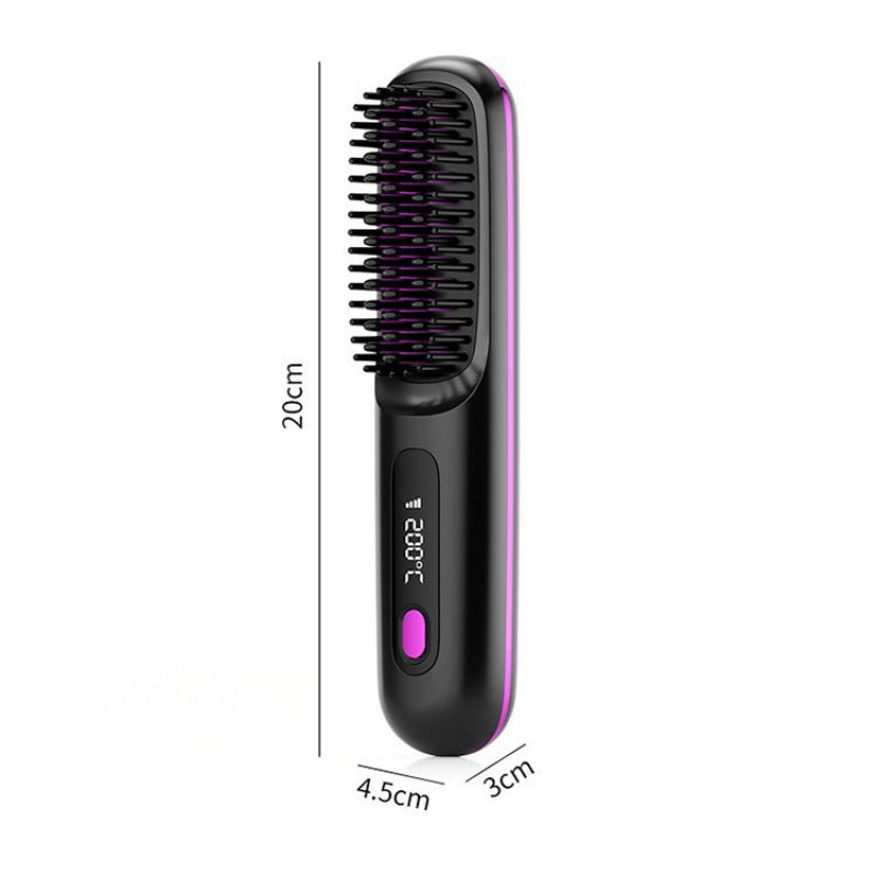 LCD Display USB Rechargeable Ceramic Hair Straightener Comb