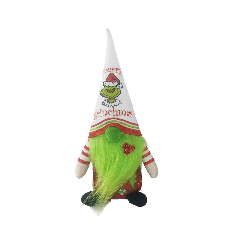 Christmas Grinch Doll Green Furry Monster Decor