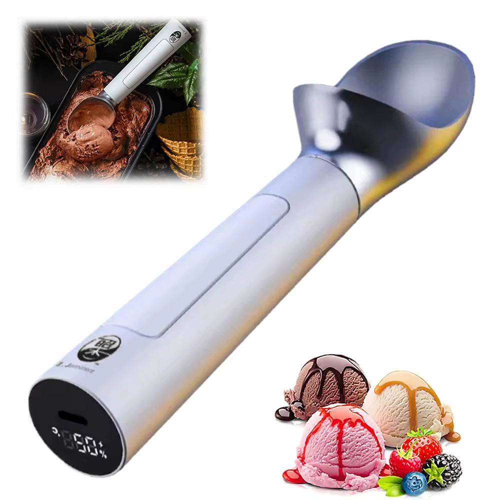 Electric Ice Cream Scoop Heated Spoon Rechargeable with LED Display Easy Scooping Perfect Gift for Ice Cream Lovers Kitchen