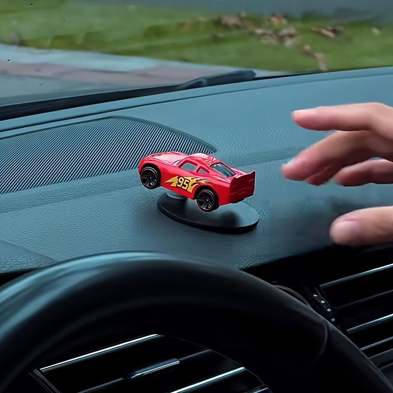 Cool Car Drift Style Decoration - Fashionable Red Sports Car, Cartoon Design, Includes Creative Base and Dashboard Hanging Ornament - Durable Plastic Interior Kit, Car Decoration