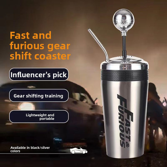 New Vacuum 304 Stainless Steel Car Fun Gear Cup Straw Coffee Cup Kidsren's Passion Straw Fun Cup