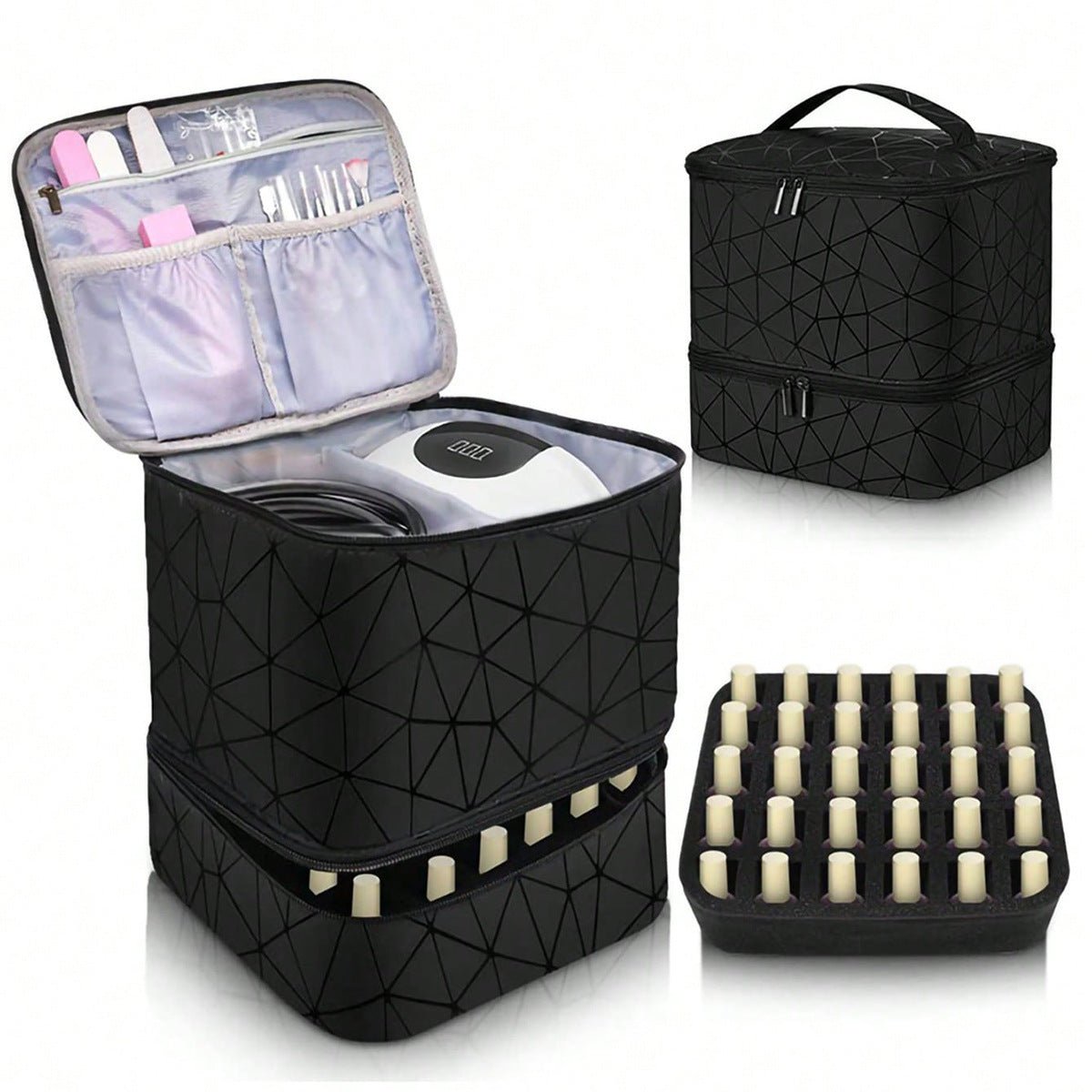 Double Layer Portable Cosmetic Toiletry Storage Bag