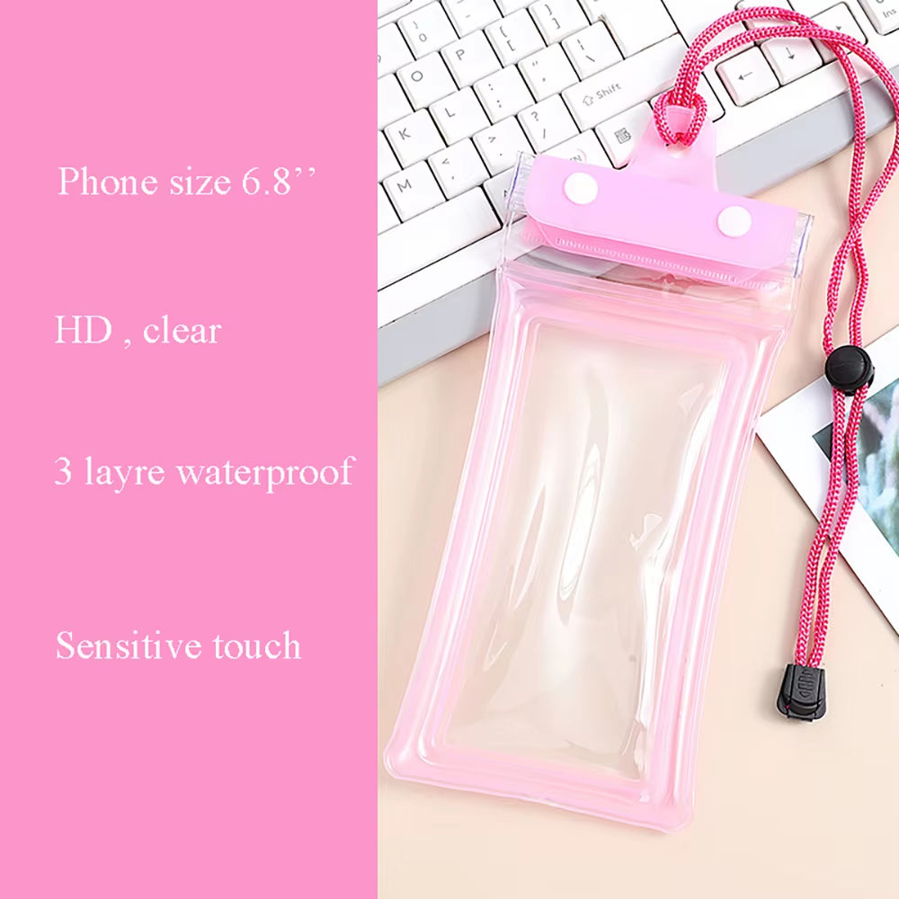 Waterproof Phone Case Pouch Swimming Floating Bag Cover for Iphone 13 14 15 16 Pro Samsung S23 S25 Xiaomi Huawei below 6.8''