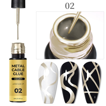 Nail art metal pull wire adhesive
