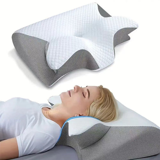 Roll-packed horn-shaped memory foam pillow for sleeping