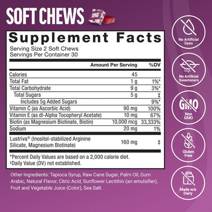 Force Factor Hair Growth Accelerator with Clinically Proven Lustriva to Promote Thicker, Stronger Hair, Biotin, Vitamin E & C, Mixed Berry, 60 Silicon