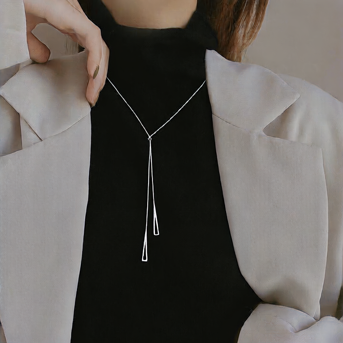 Adjustable Double Triangle Pendant Necklace