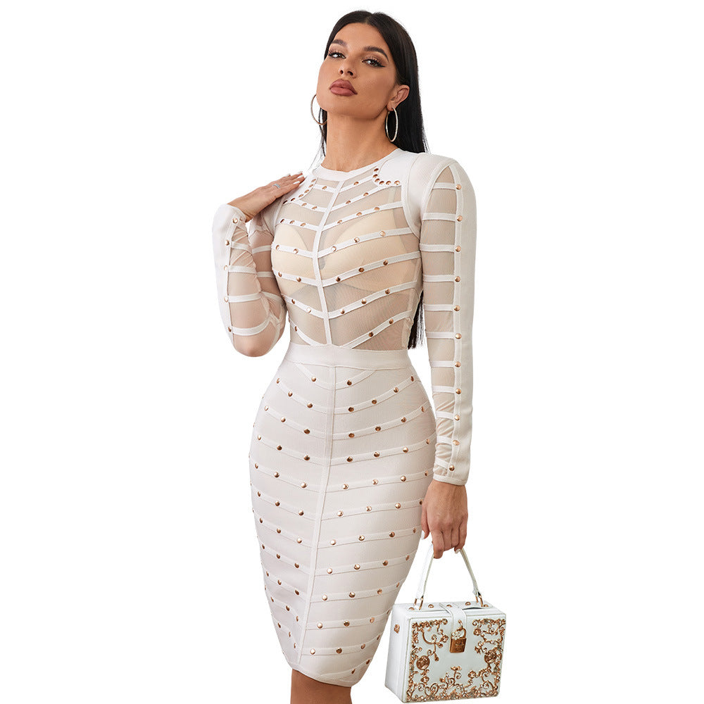 Elegant Beaded Bandage Dress