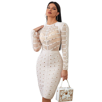 Elegant Beaded Bandage Dress