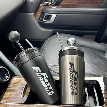 New Vacuum 304 Stainless Steel Car Fun Gear Cup Straw Coffee Cup Kidsren's Passion Straw Fun Cup