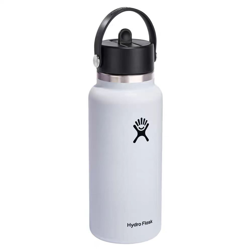 Portable Stainless Steel Thermos with Handle and Straw