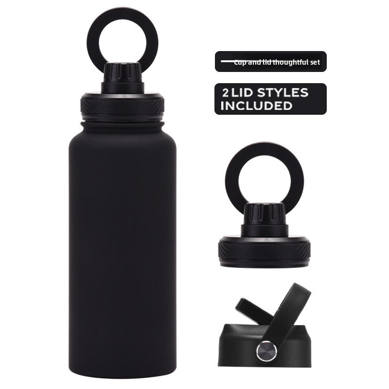 Large capacity straw thermos flask