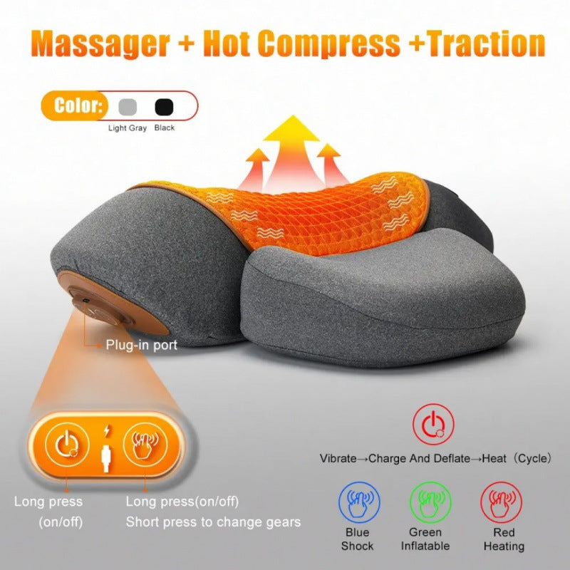 Electric Heating Neck Massage Pillow with Cervical Traction