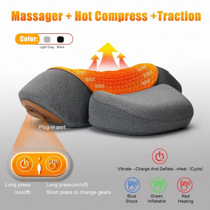 Electric Heating Neck Massage Pillow with Cervical Traction