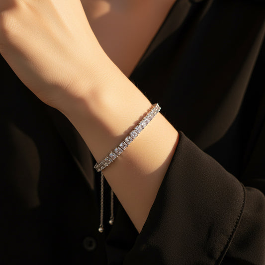 Adjustable Moissanite Tennis Bracelet Sterling Silver