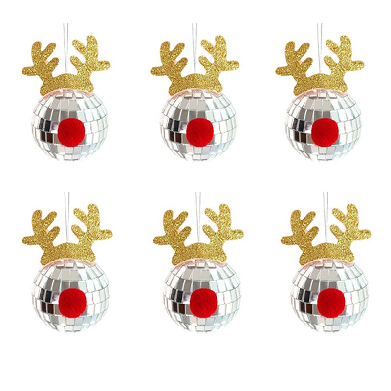 Mirror Elk Horn Christmas Ball Tree Decoration Pendant