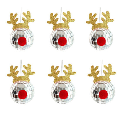 Mirror Elk Horn Christmas Ball Tree Decoration Pendant