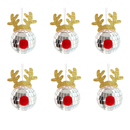 Mirror Elk Horn Christmas Ball Tree Decoration Pendant