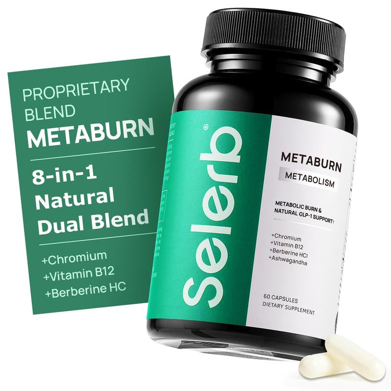 Selerb Metaburn for Daily Nutrient Support – with Chromium, Vitamin B12 & Berberine HCI – 60 Capsules