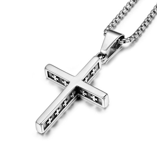 Retro Titanium Steel Cross Pendant Necklace